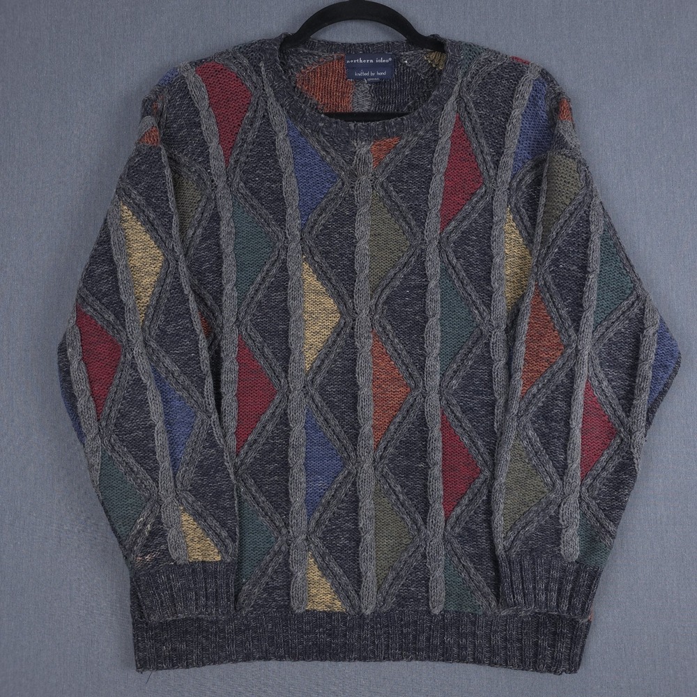 Northern Isles Sweater 3D Knit Sweater Mens XL Cable‎ Textured Crew Biggie Cosby